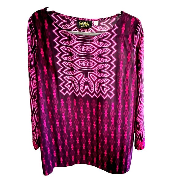 Bob Mackie Wearable Art size M purple southwest print top - Picture 1 of 8